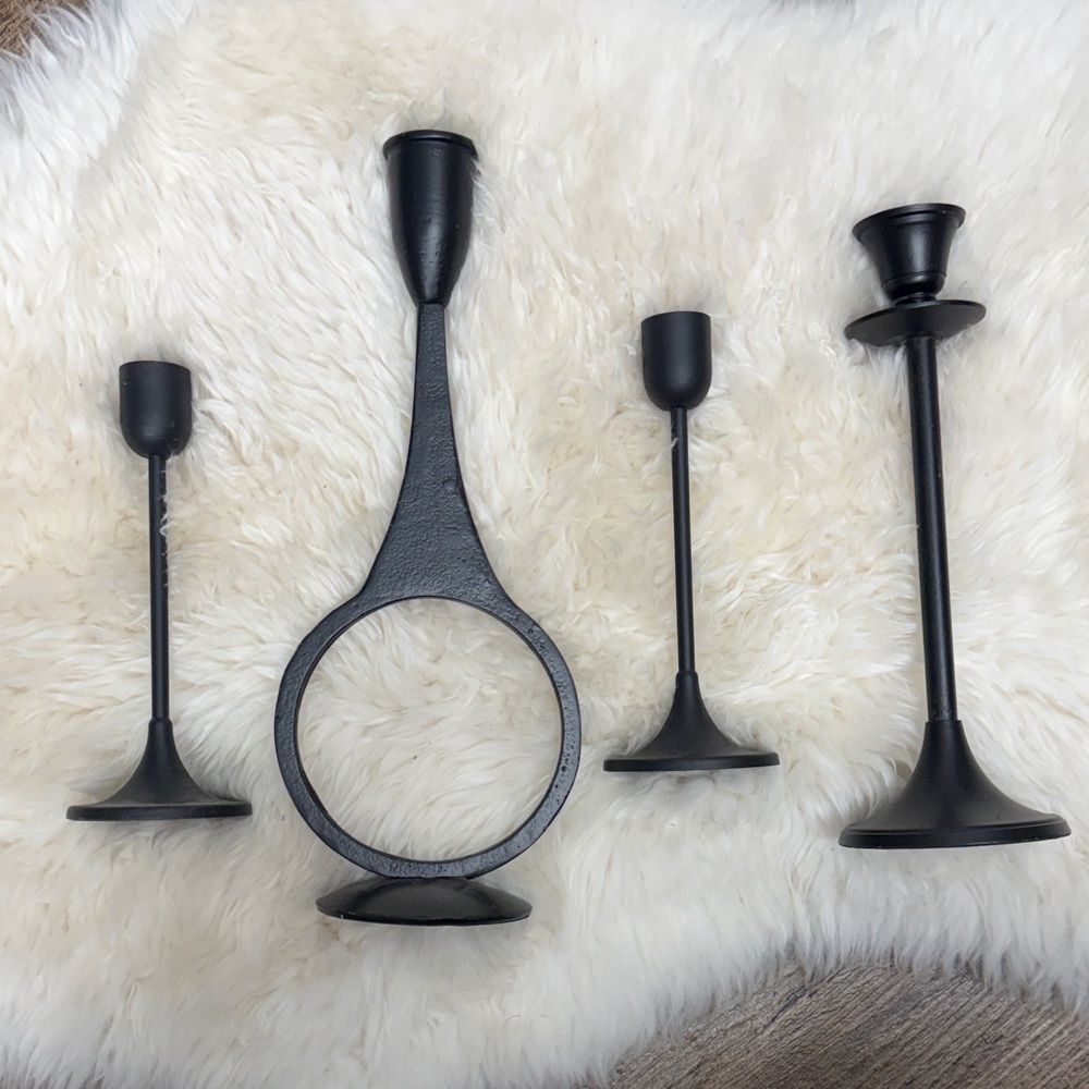 Bundle 4 misc Black Metal Candle Holder Set